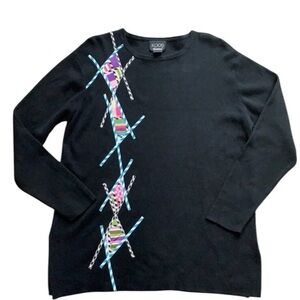 Vintage KOOS Of Course! Black Patchwork Crewneck Sweater